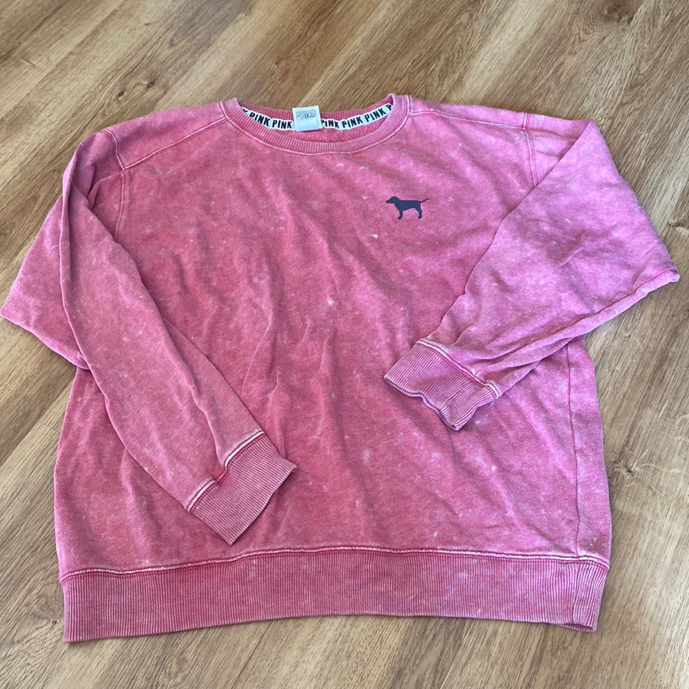 PINK RUSTIC LOOK LONG SLEEVE SWEATER